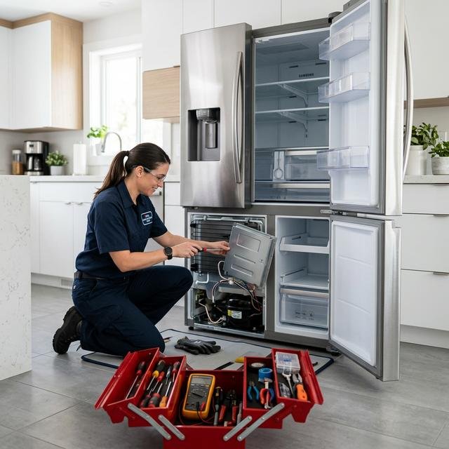 Technician arriving prepared for a home appliance repair