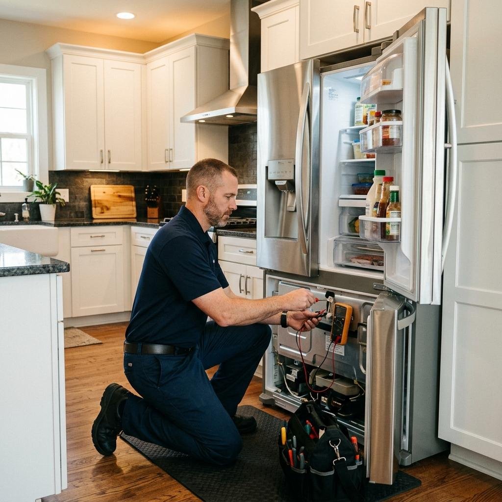 Technician arriving for an appliance repair visit