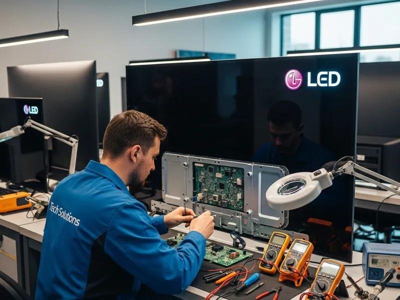 Technician servicing a smart television